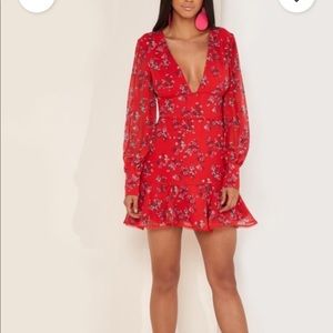 Red floral dress - never worn